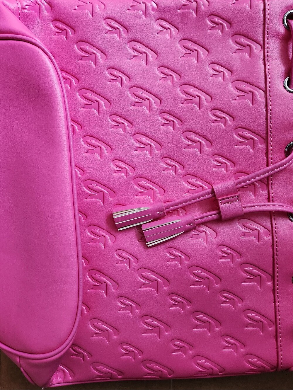 Hot Pink Women's Bucket Bag with Embossed Pattern